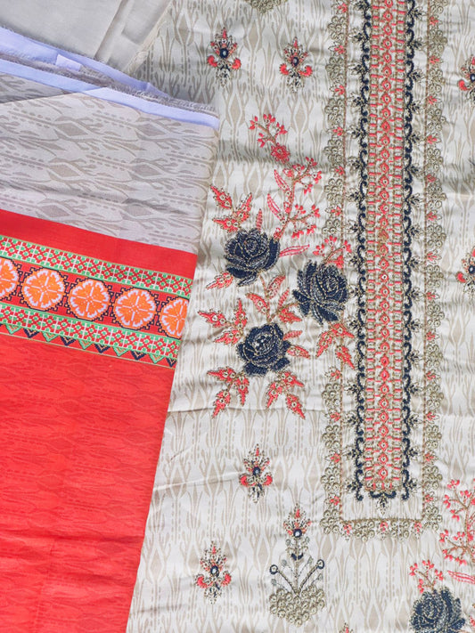 Embroidered Fabric with Rose Motifs