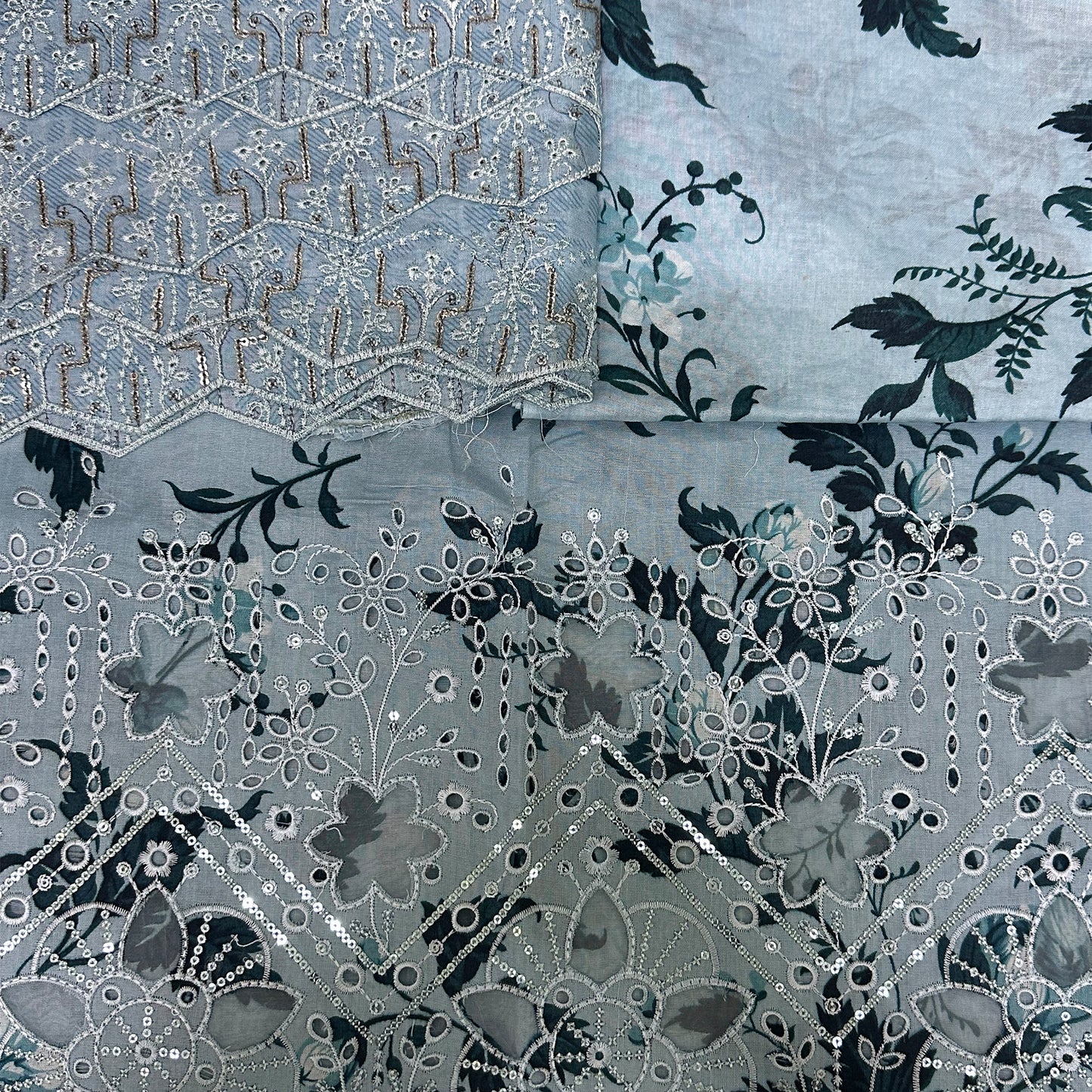 Sea Green Floral Printed Lawn Suit