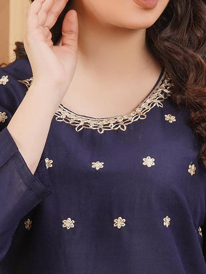 Navy Elegance Embroidered Dress