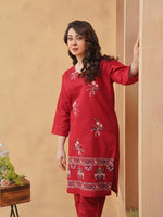 Load image into Gallery viewer, Maroon Blossom Embroidered Dress
