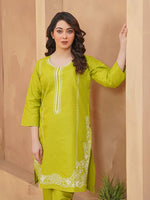 Load image into Gallery viewer, Lime Green Embroidered Dress
