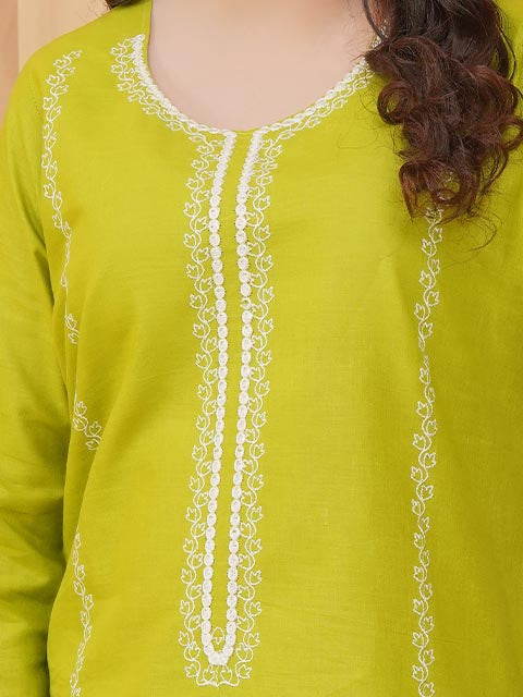 Lime Green Embroidered Dress