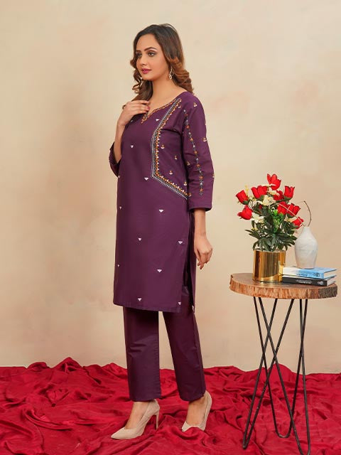 Purple Grace Embroidered Dress