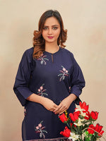 Load image into Gallery viewer, Navy Charm Embroidered Dress
