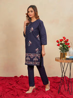 Load image into Gallery viewer, Navy Charm Embroidered Dress
