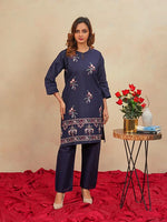 Load image into Gallery viewer, Navy Charm Embroidered Dress
