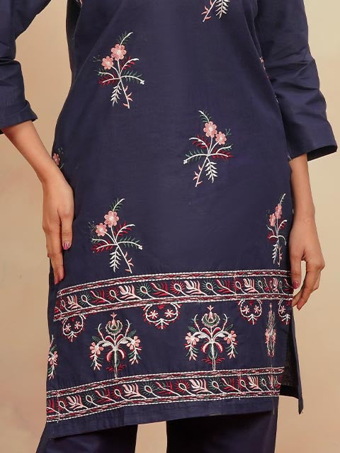 Navy Charm Embroidered Dress