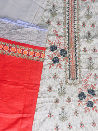 Embroidered Fabric with Rose Motifs