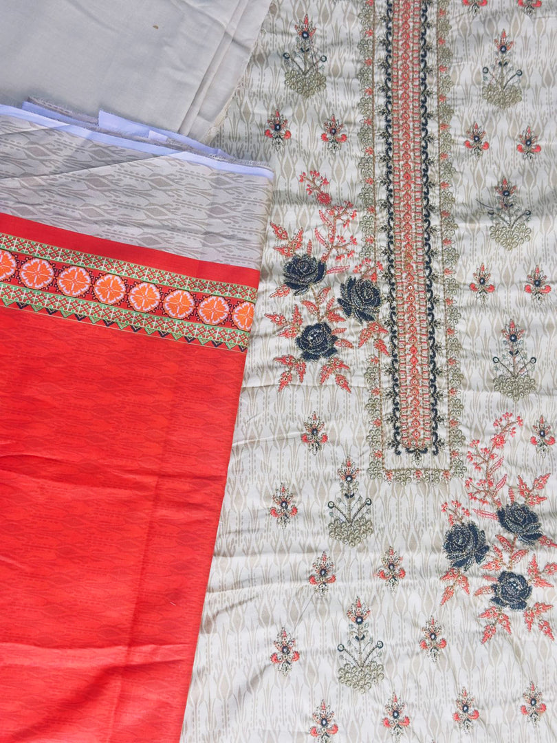 Embroidered Fabric with Rose Motifs
