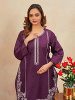 Load image into Gallery viewer, Purple Elegance Embroidered Dress
