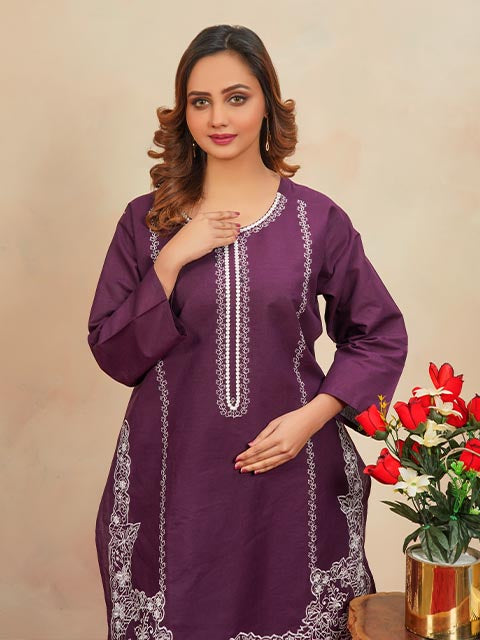 Purple Elegance Embroidered Dress