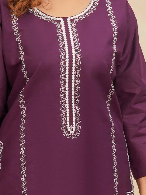 Purple Elegance Embroidered Dress