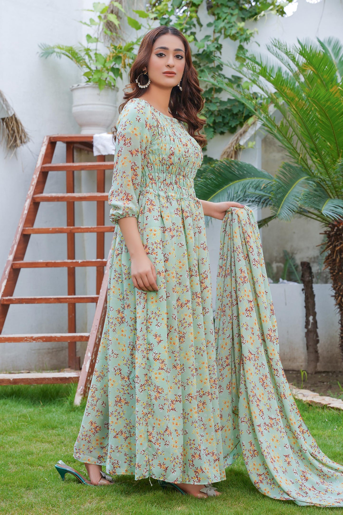 Green Frill Maxi