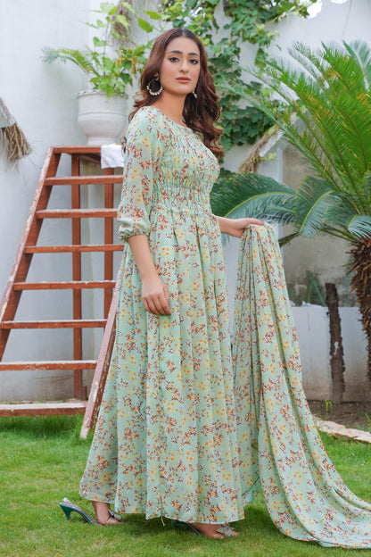 Green Frill Maxi
