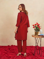 Load image into Gallery viewer, Maroon Glam Embroidered Dess
