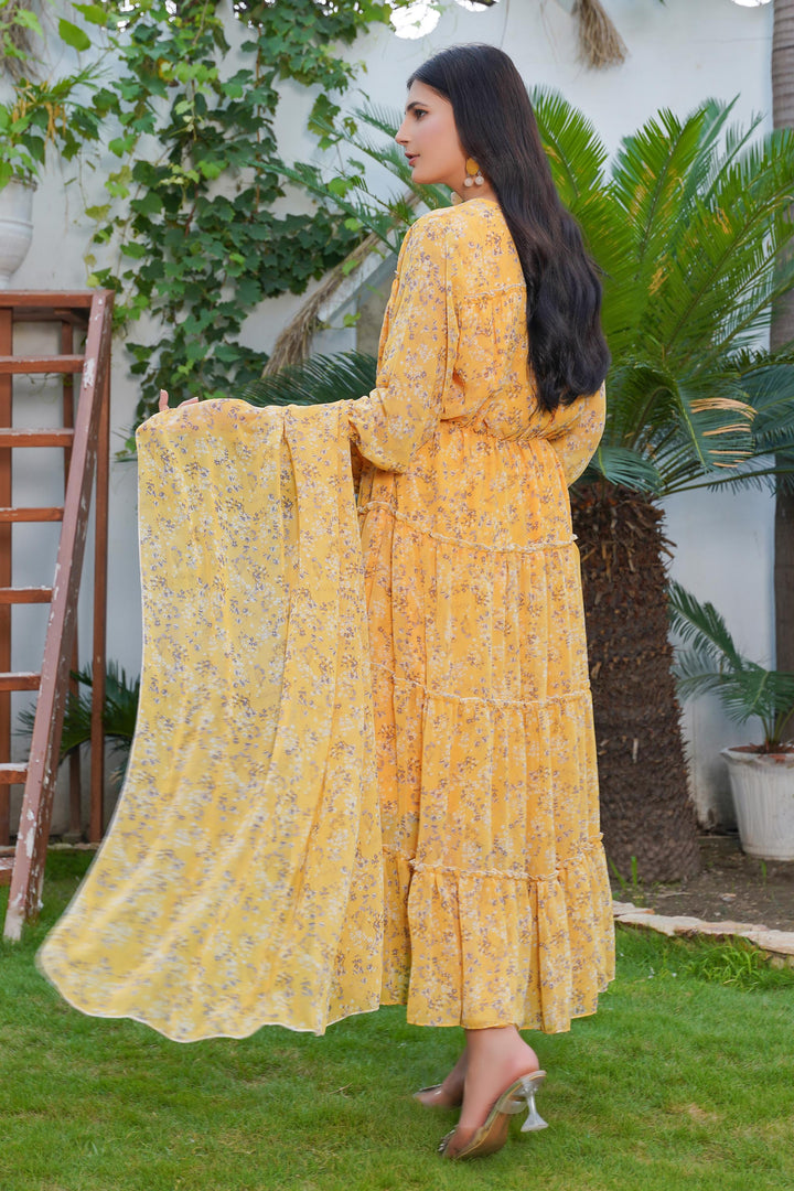 Yellow Pleats Maxi