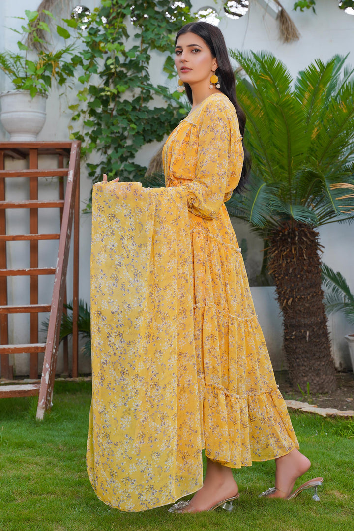 Yellow Pleats Maxi