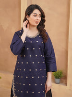 Load image into Gallery viewer, Navy Elegance Embroidered Dress
