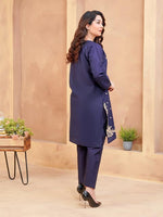 Load image into Gallery viewer, Navy Elegance Embroidered Dress
