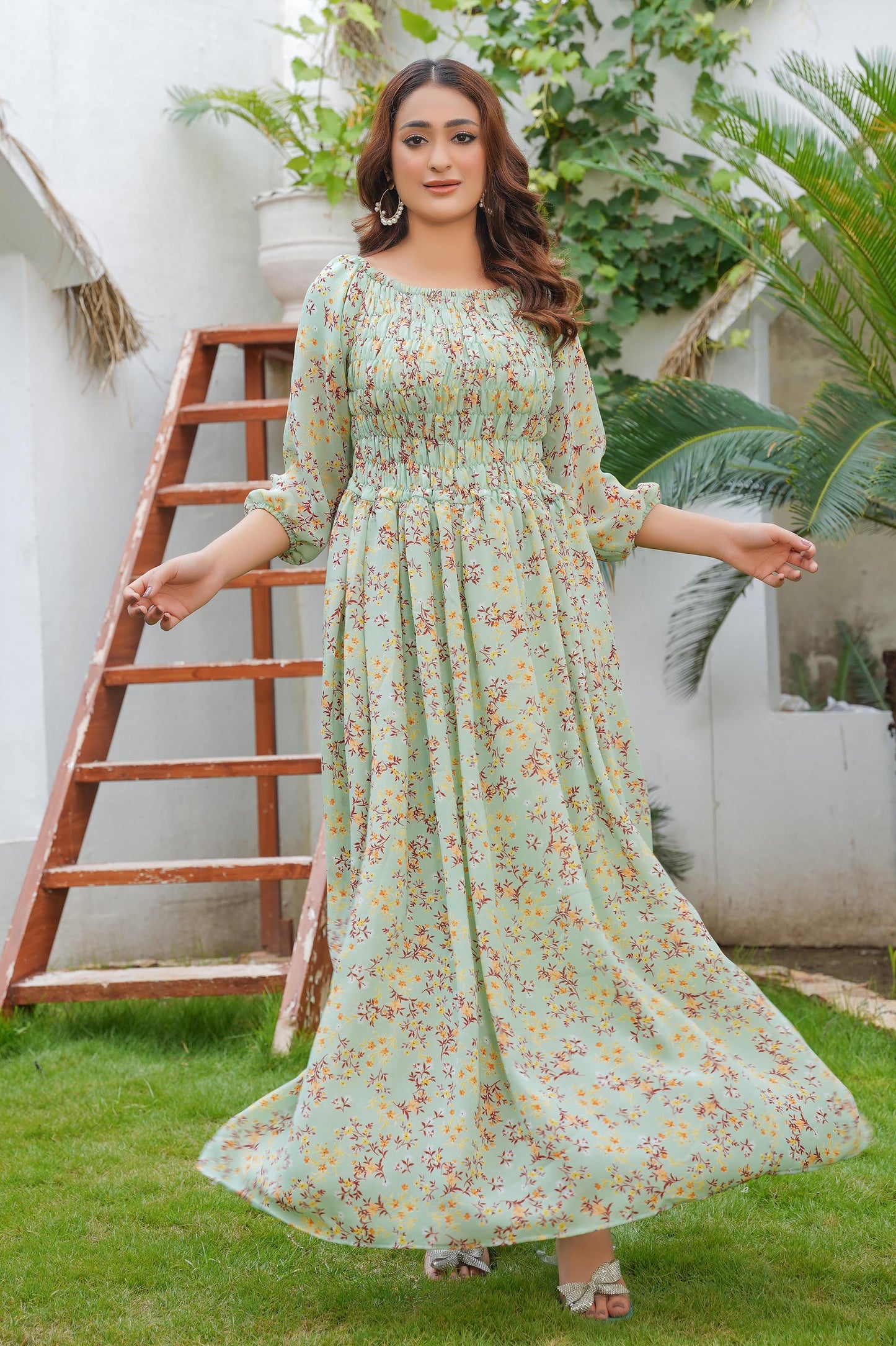 Green Frill Maxi