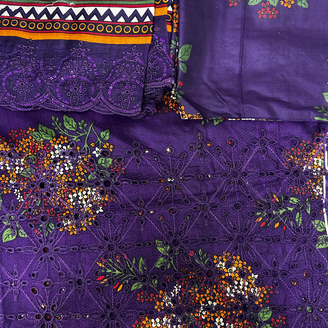 Royal Purple Floral Printed Lawn Suit