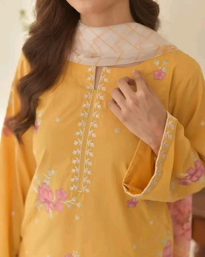 Marigold Bloom Embroidered Kurta Set